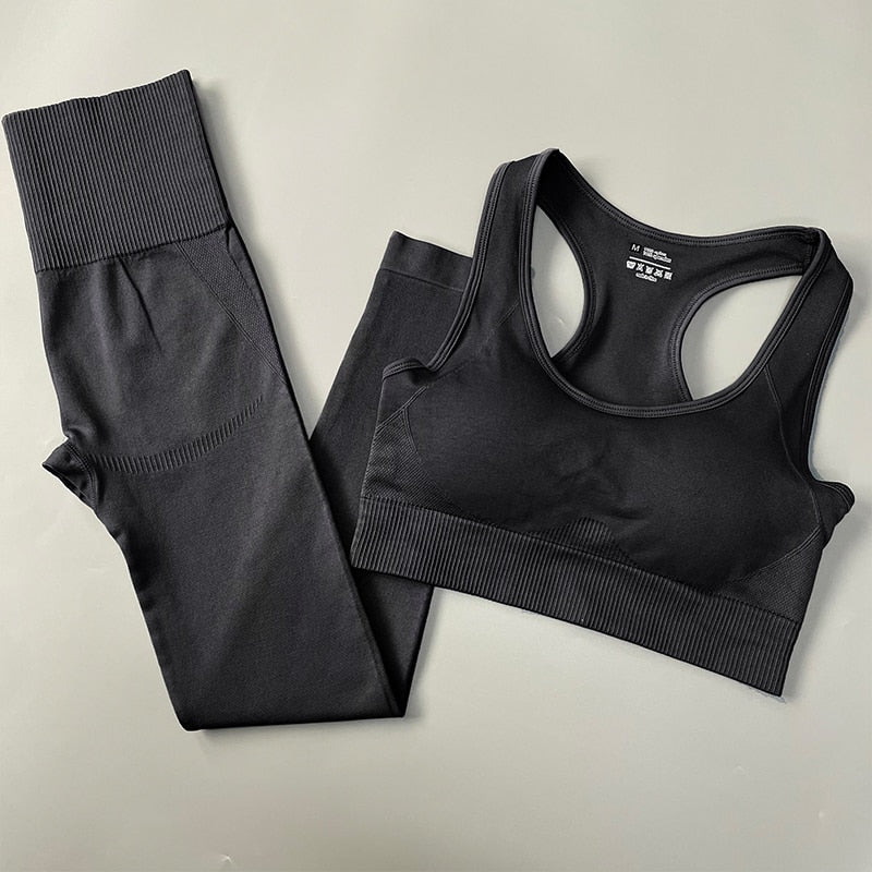 2/3/4PCS Seamless Women Yoga Set Workout Sportswear Gym Clothes Fitness Long Sleeve Crop Top High Waist Leggings Sports Suit