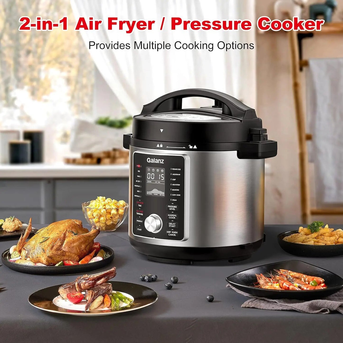 Galanz 12-in-1 Electric Pressure Cooker & Air Fryer: Masterful Multicooking with 12 Preset Programs