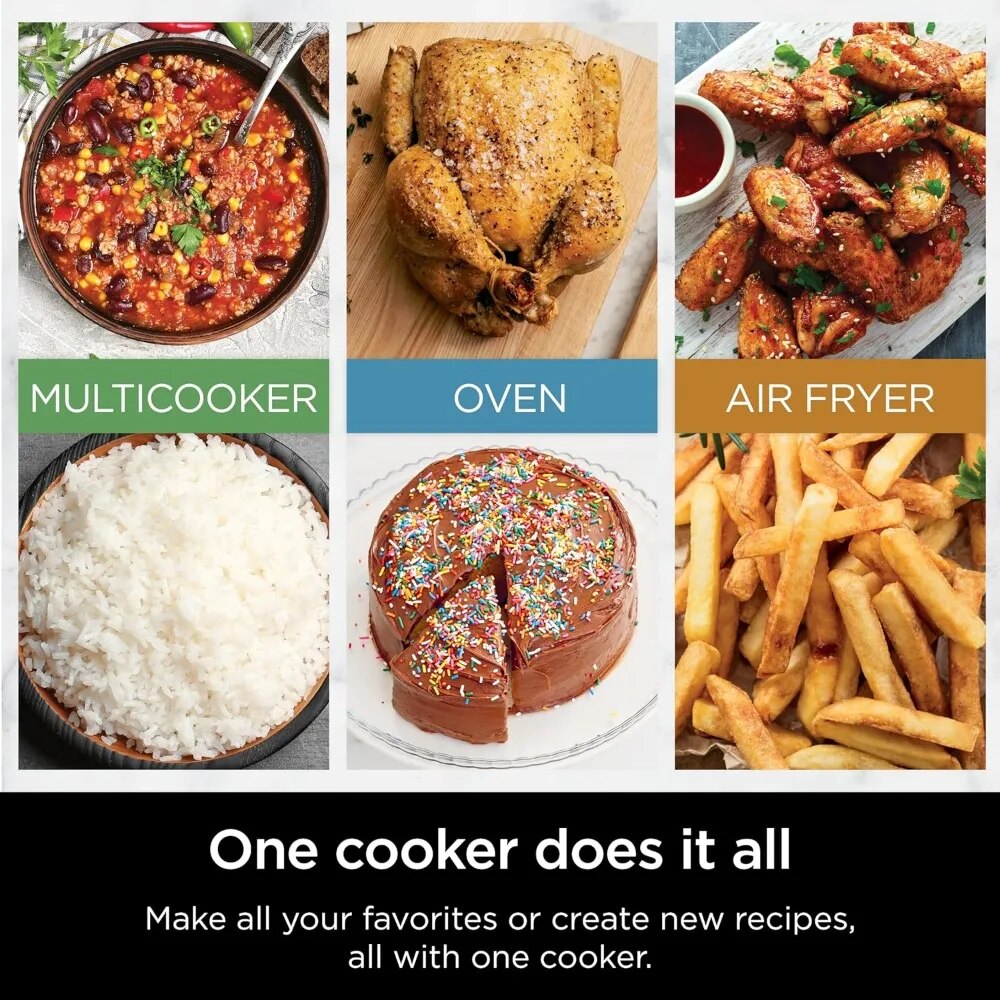 Ninja - All-in-One Multicooker, Oven, and Air Fryer: Quick, Complete Meals in 15 Minutes or Less