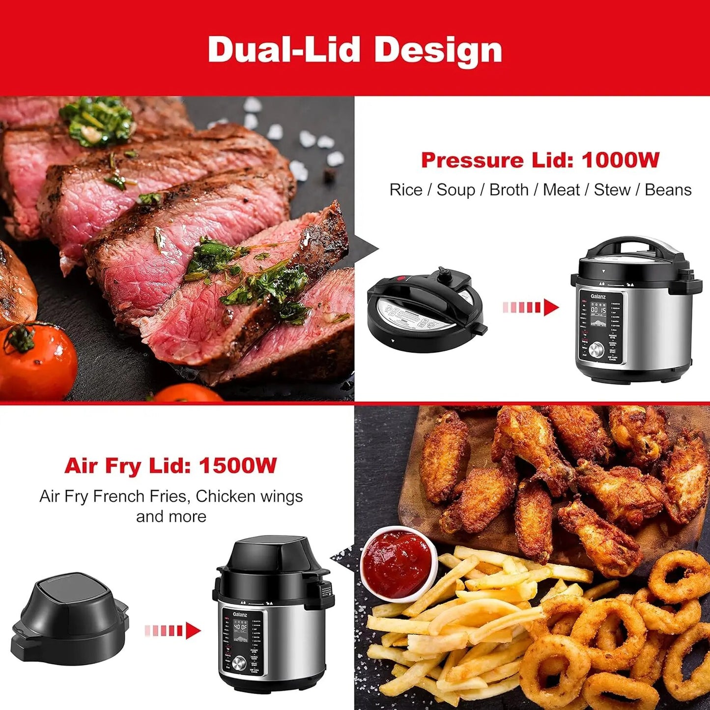 Galanz 12-in-1 Electric Pressure Cooker & Air Fryer: Masterful Multicooking with 12 Preset Programs