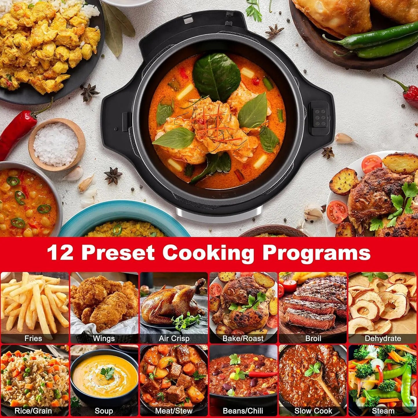 Galanz 12-in-1 Electric Pressure Cooker & Air Fryer: Masterful Multicooking with 12 Preset Programs