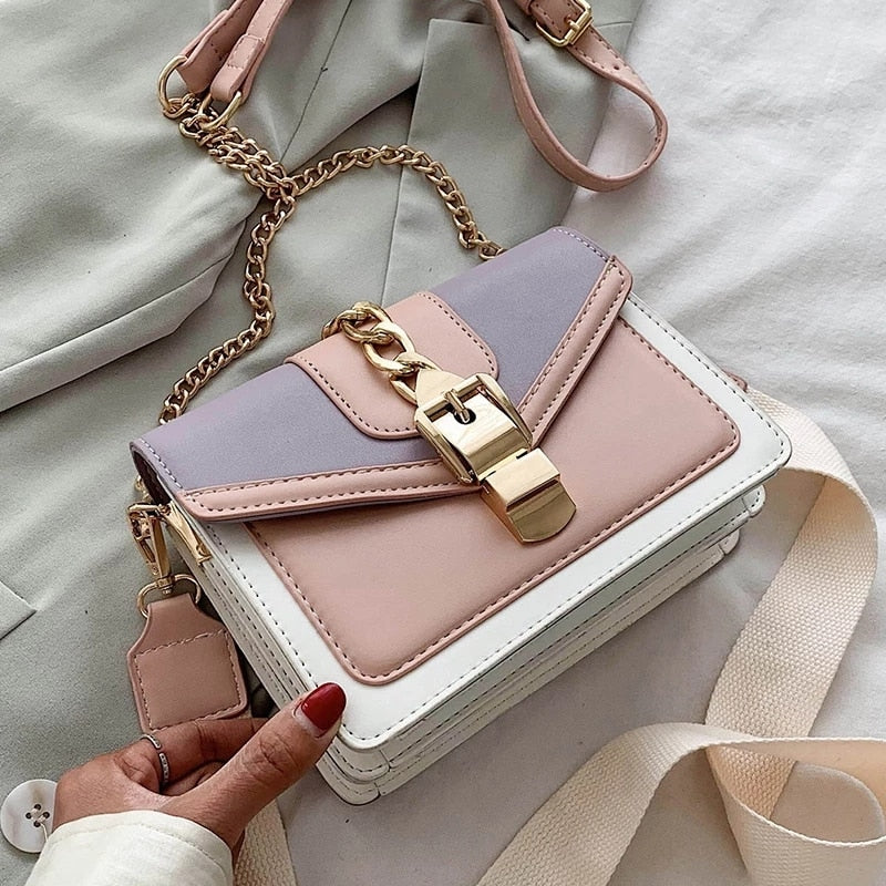 Fashion chain lady Sling bag Panelled color