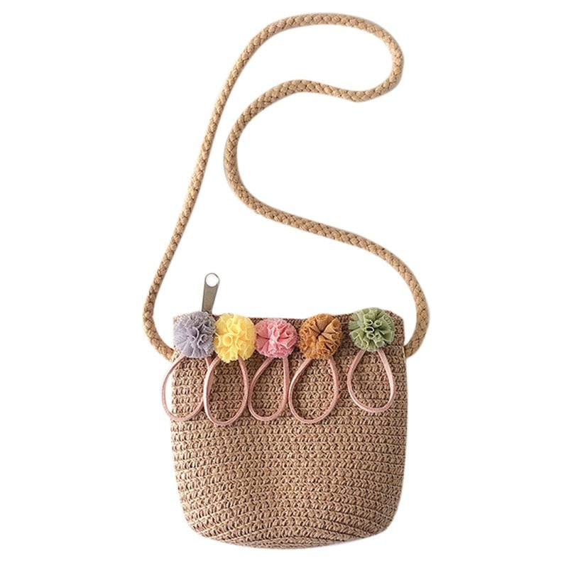 Women Crossbody Shoulder Bag Knitted Straw