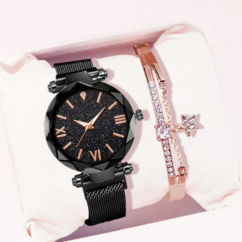 Starry Sky Women Watch Fashion Elegant Magnet