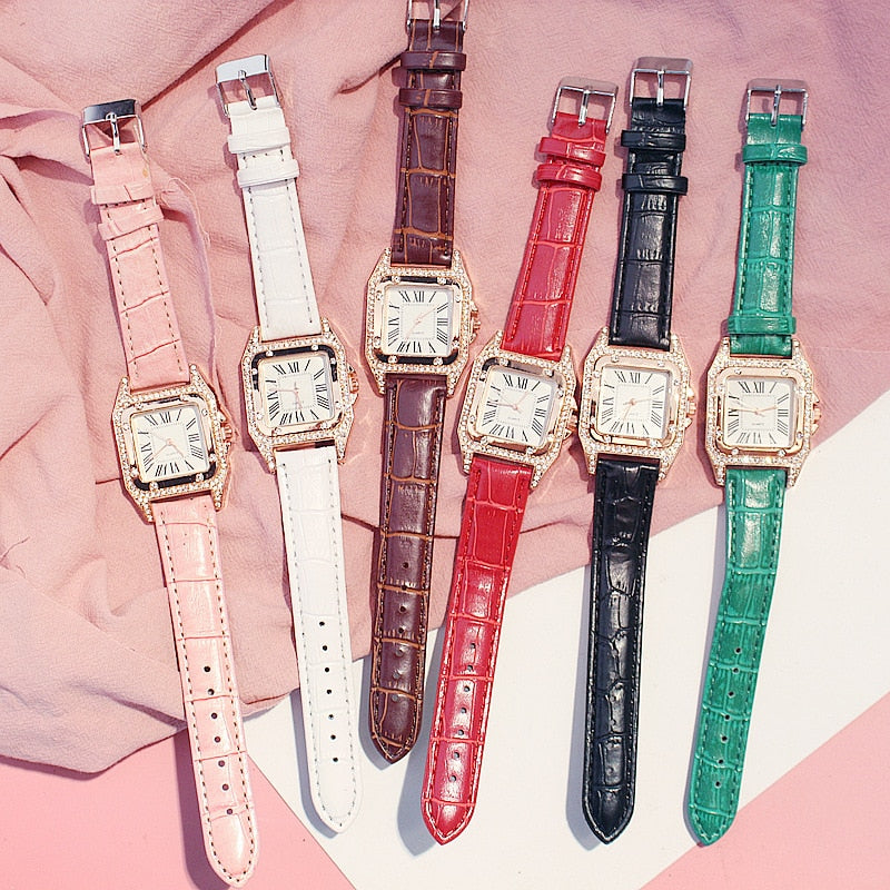 Women Diamond Watch Starry Square Watches