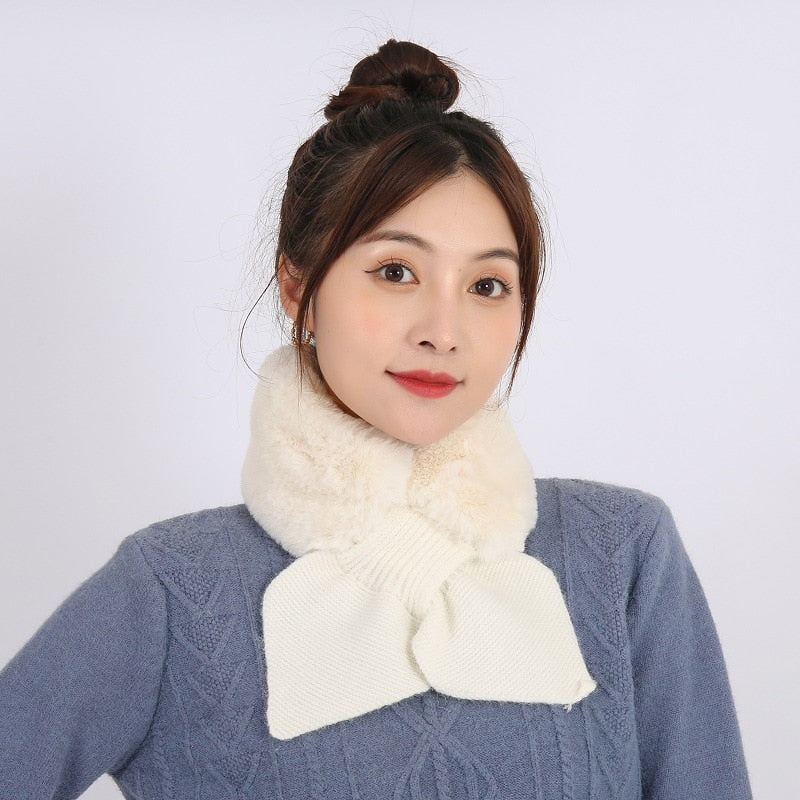 Faux Fur Scarf Women Scarves Wool Stitching Plush Collar