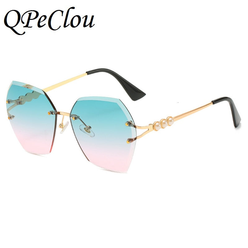 Rimless Polygon Sunglasses Women Retro Luxury