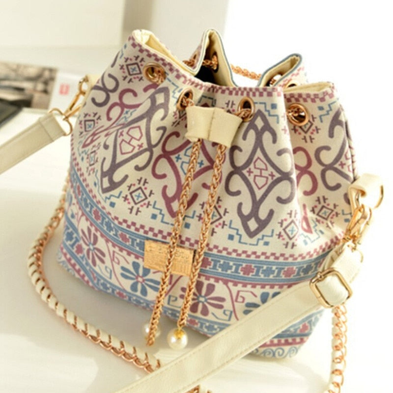 Bag for Women Bohemia Style Canvas Drawstring