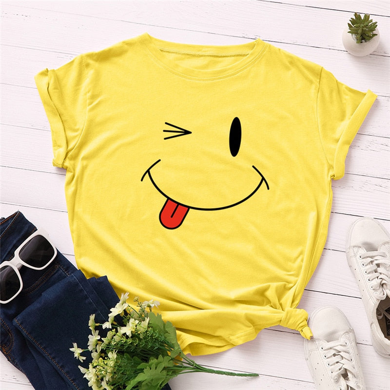 Women T Shirt Print Graphic Casual Female Green Tops