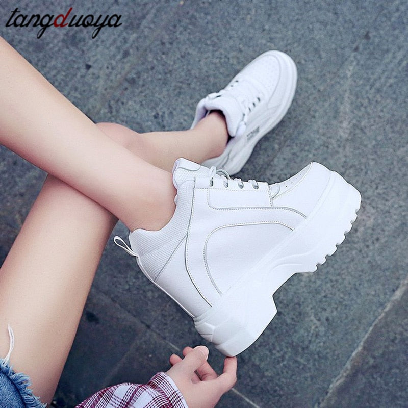 white platform sneakers women breathable