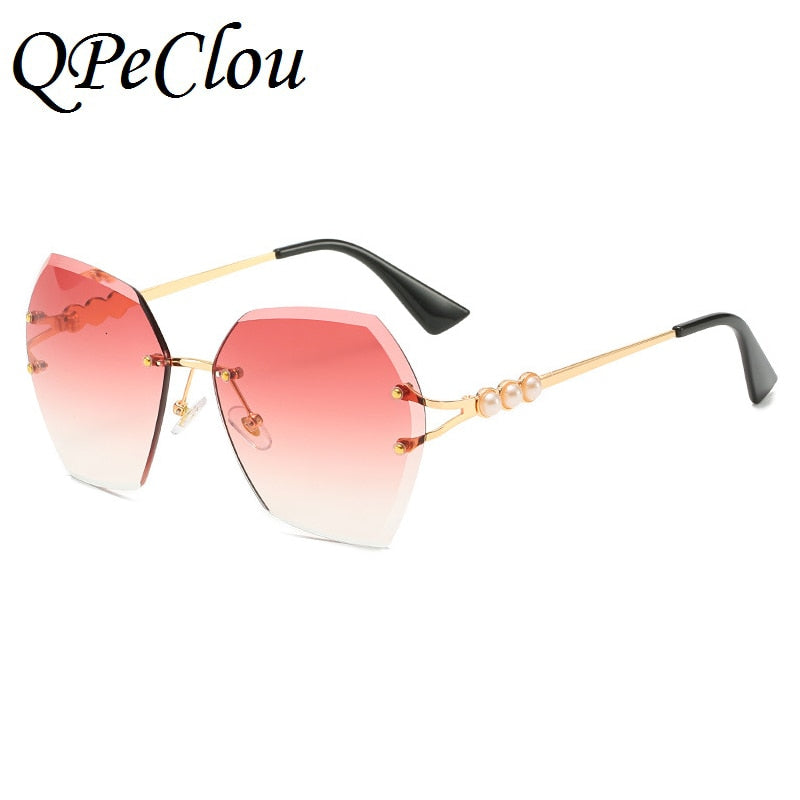 Rimless Polygon Sunglasses Women Retro Luxury