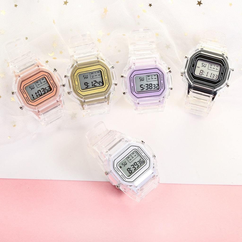 New Fashion Transparent Digital Watch Square