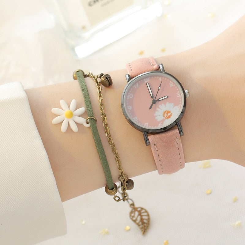 Hot Sales Dress Woman Watch Daisy Flowers