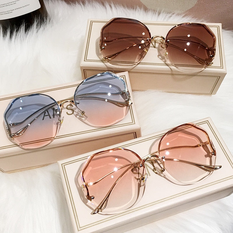 Irregular Round Sunglasses Women Brand