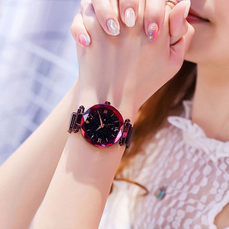 Starry Sky Women Watch Fashion Elegant Magnet