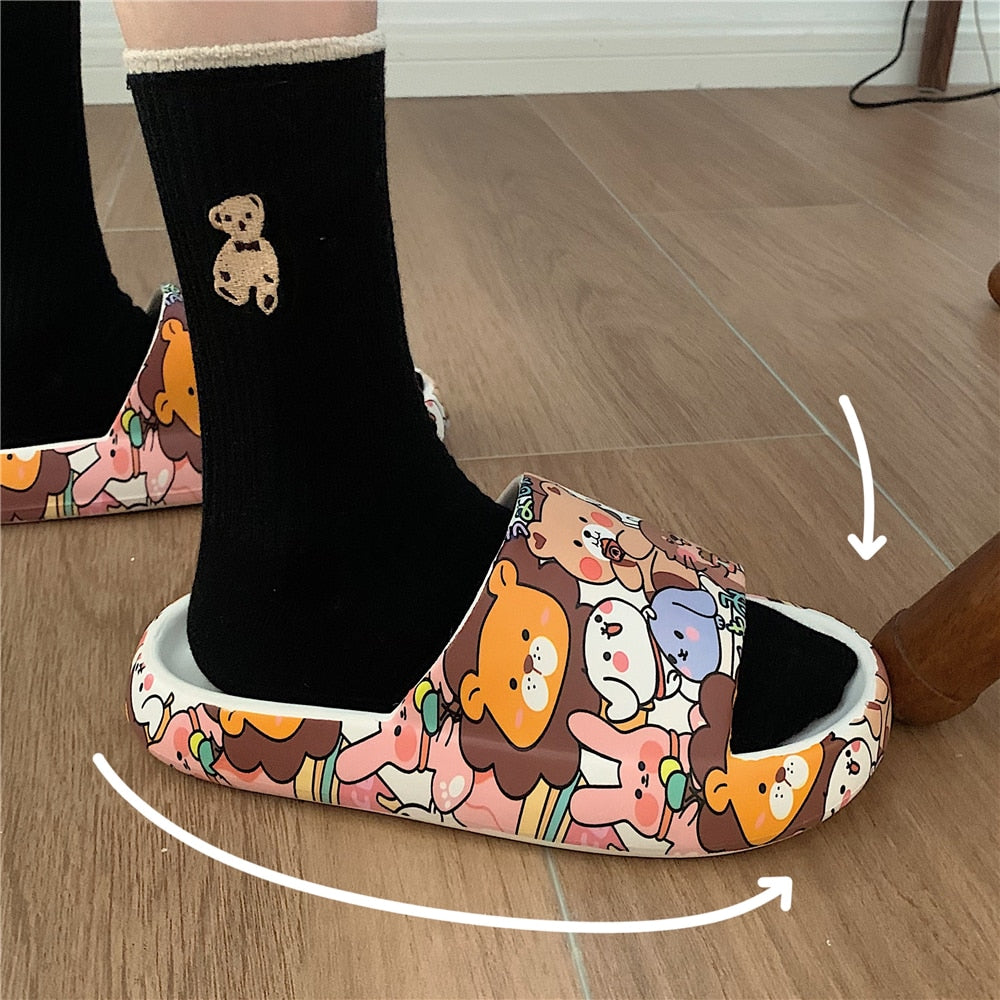 New Couple Fashion Bear Sandals Non-slip