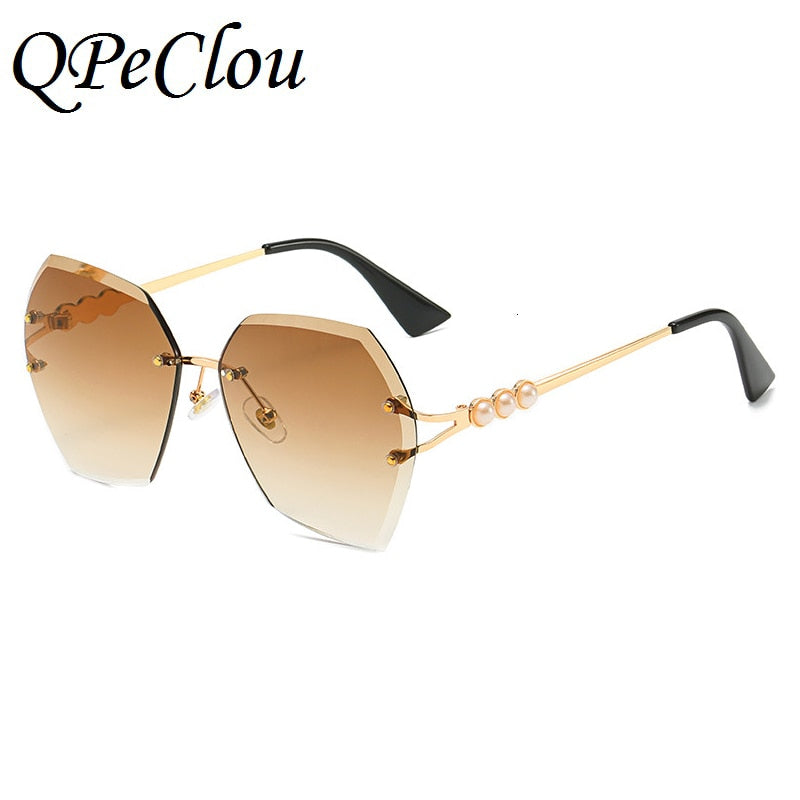 Rimless Polygon Sunglasses Women Retro Luxury