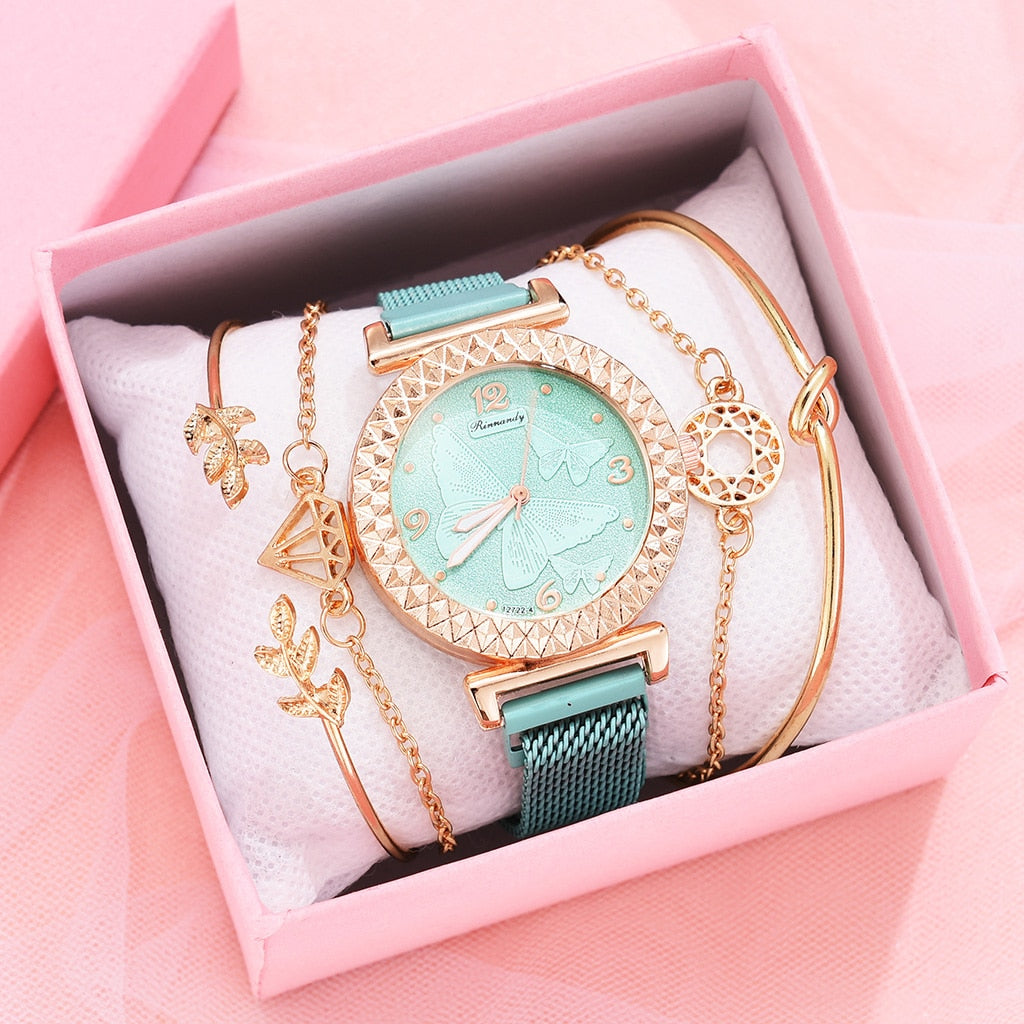 5PCS Women Watch Set Luxury Rose Gold