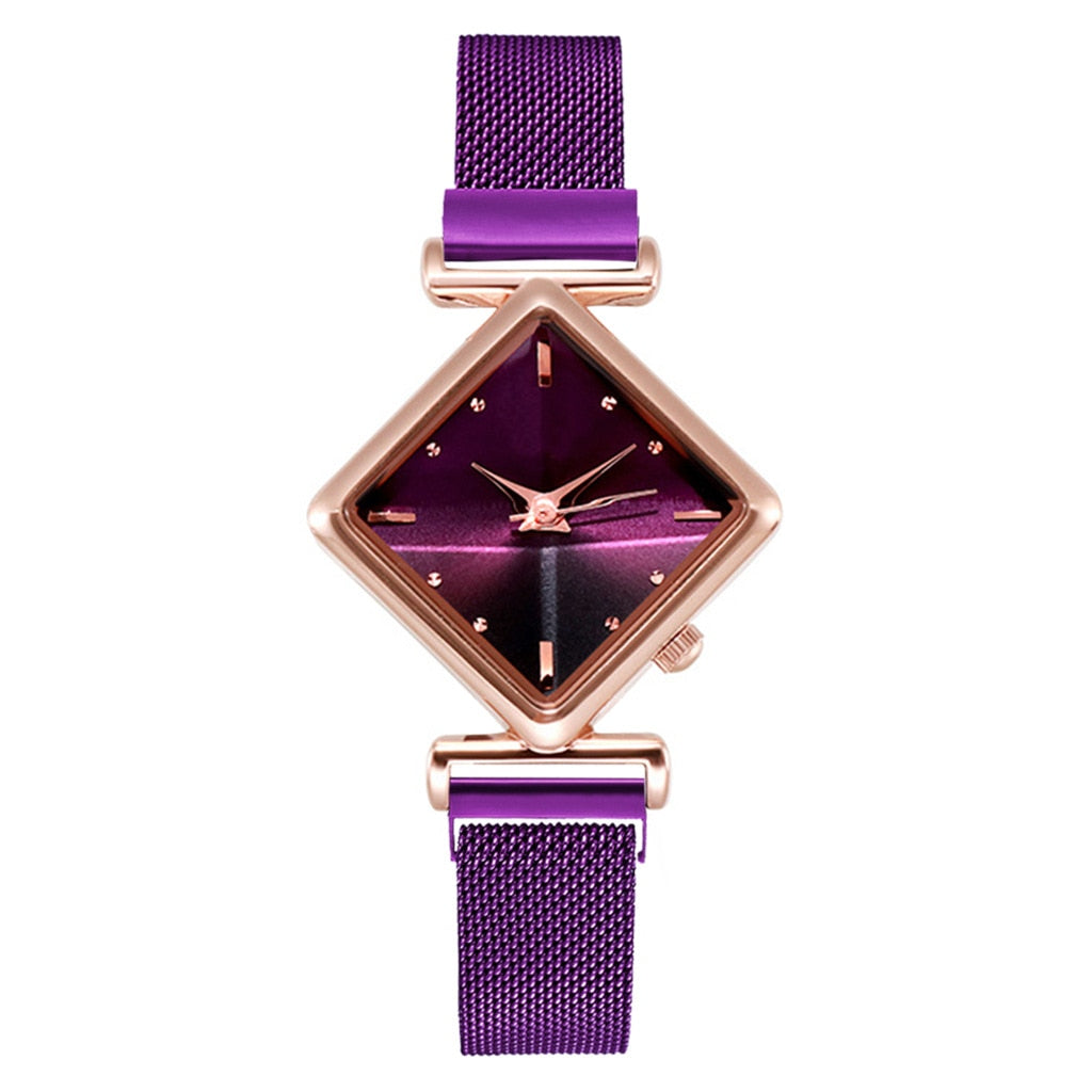 Rhombus Square Dial Watches Bracelet Set Quartz