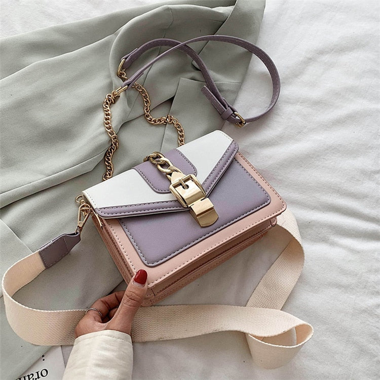 Fashion chain lady Sling bag Panelled color