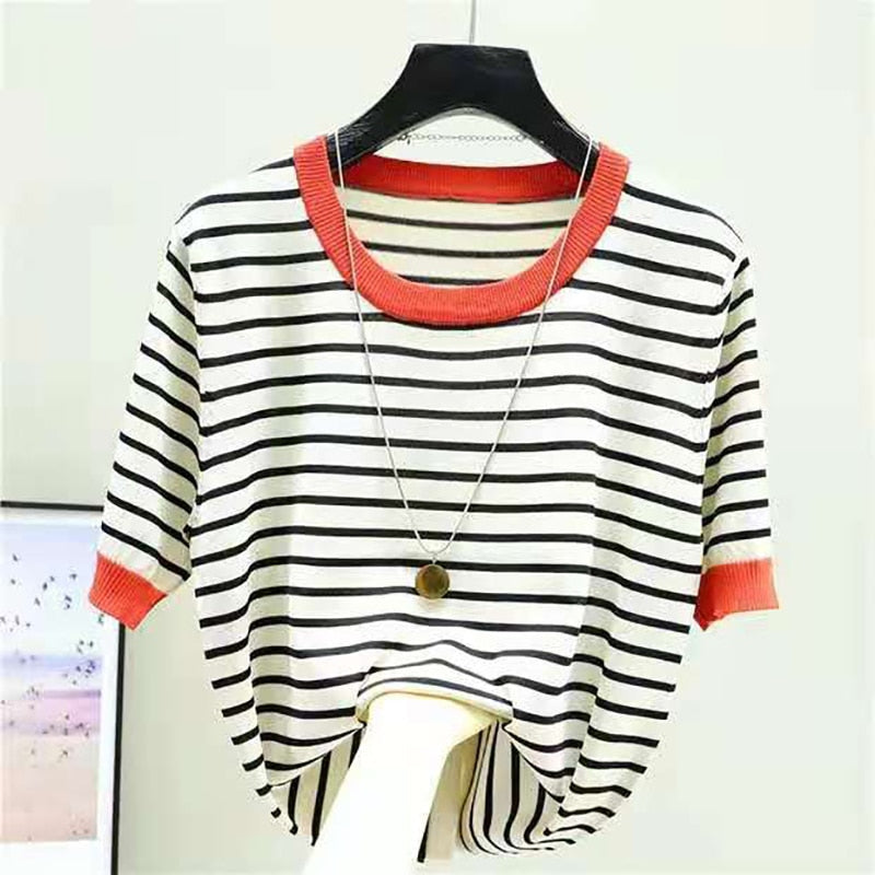 Shintimes Striped T Shirt Women Tee Shirt Femme