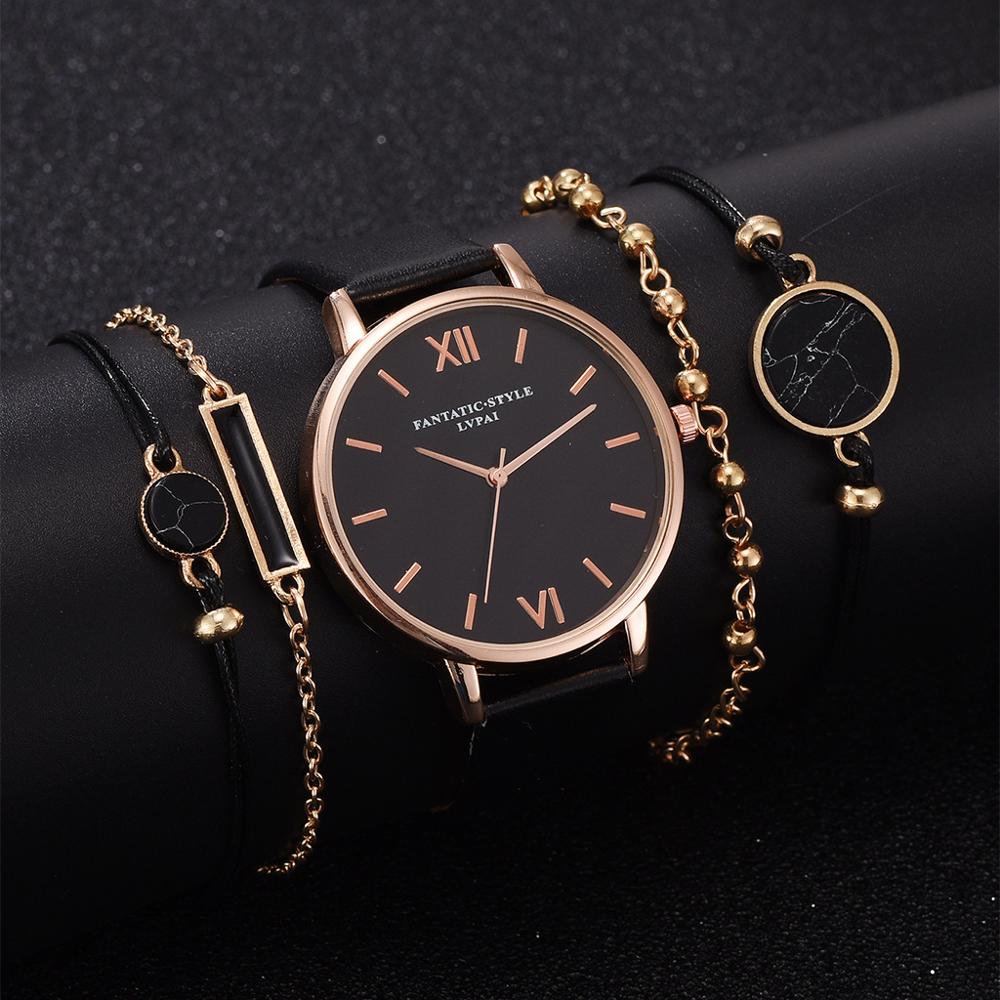 Hot Sales Woman Watch Set 5 pcs Quartz Leather