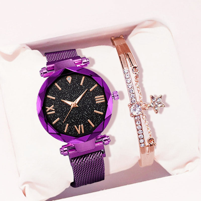 Starry Sky Women Watch Fashion Elegant Magnet