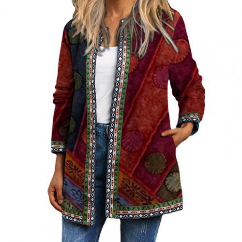 Loose Women Jacket Coat Ethnic Pocket Vintage