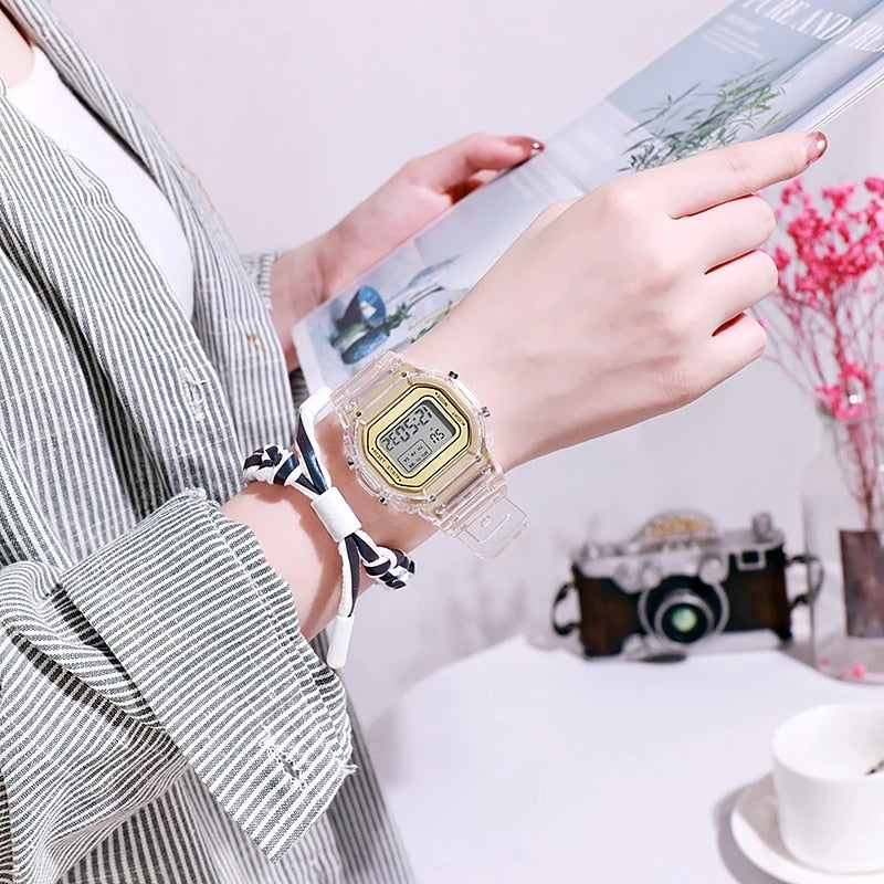 New Fashion Transparent Digital Watch Square