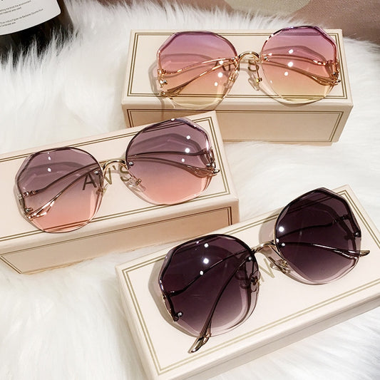 Irregular Round Sunglasses Women Brand