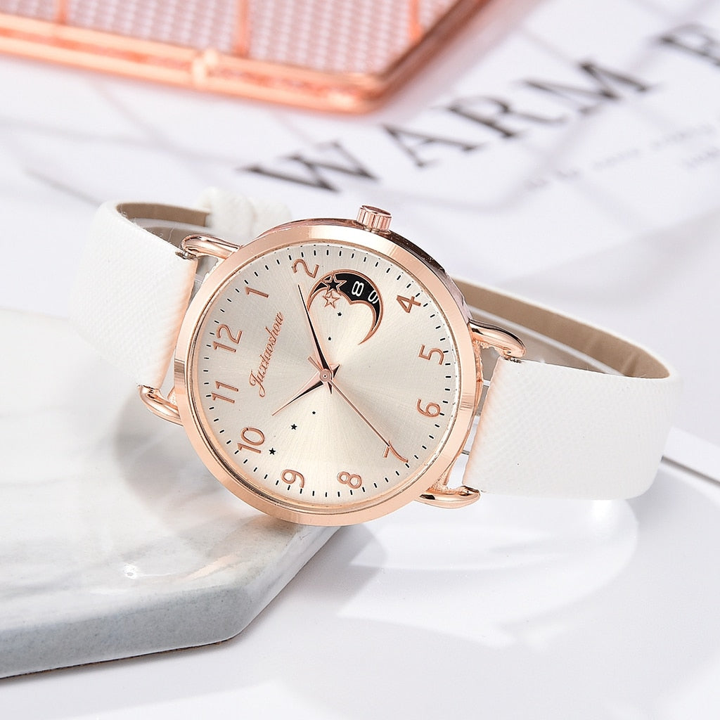 Women Watch Moon Numbers Dial Bracelet