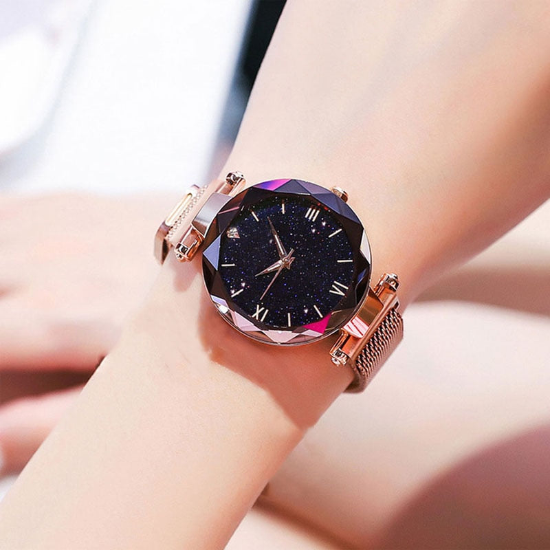 Starry Sky Women Watch Fashion Elegant Magnet