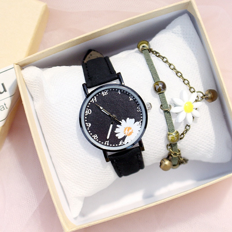 Hot Sales Dress Woman Watch Daisy Flowers