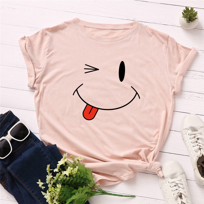 Women T Shirt Print Graphic Casual Female Green Tops