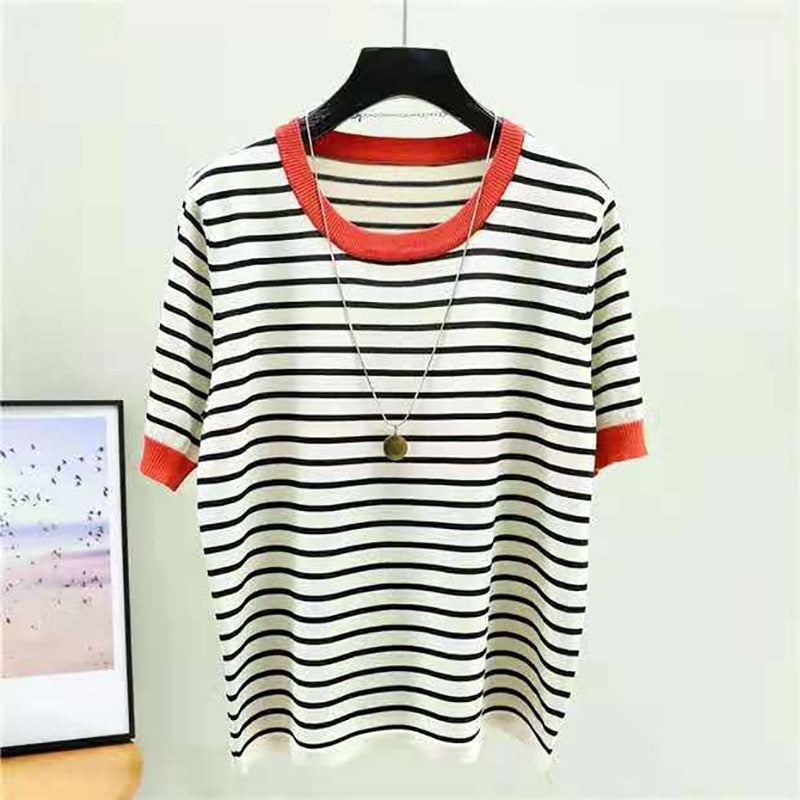 Shintimes Striped T Shirt Women Tee Shirt Femme