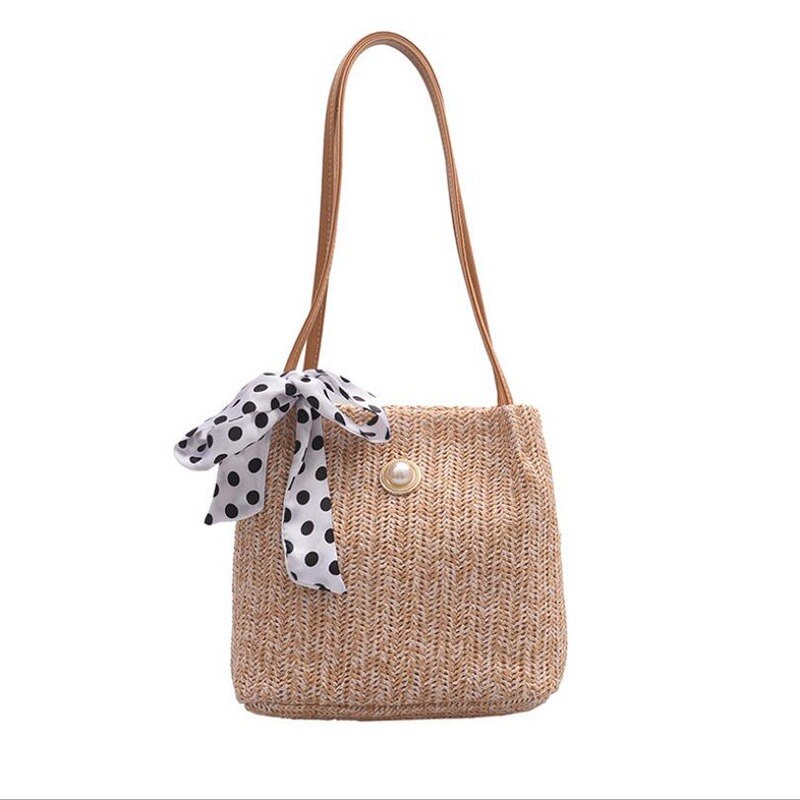 Women Crossbody Shoulder Bag Knitted Straw