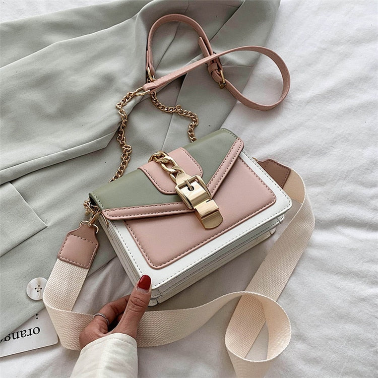 Fashion chain lady Sling bag Panelled color