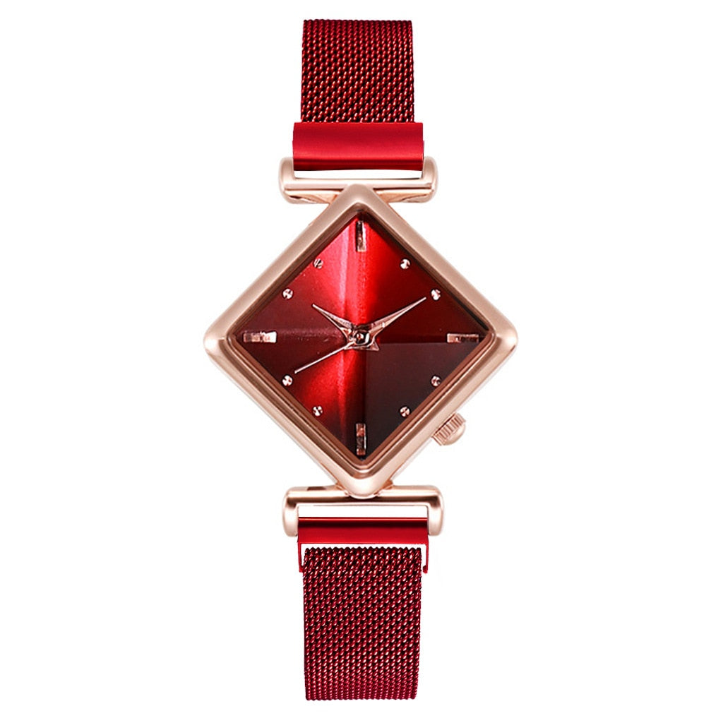 Rhombus Square Dial Watches Bracelet Set Quartz