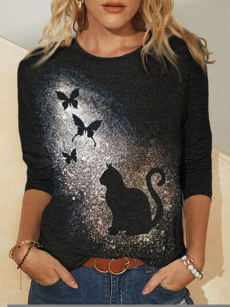 Explosive Cute Cat 3D Printing Casual Loose Women T Shirt