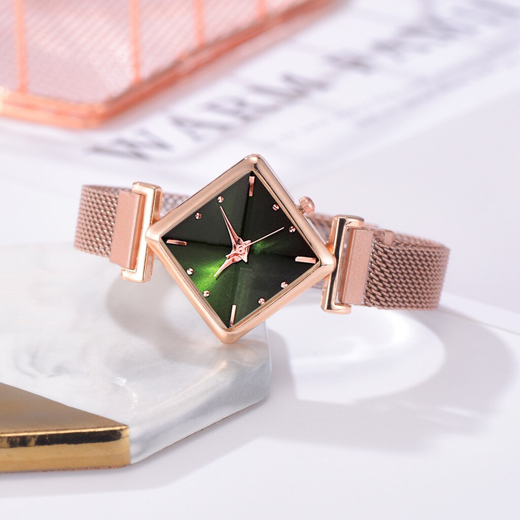 Rhombus Square Dial Watches Bracelet Set Quartz