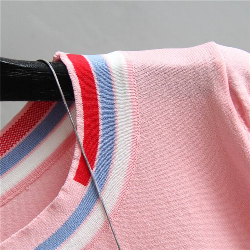 Striped Hit The Color Thin Summer Women Sweatwear