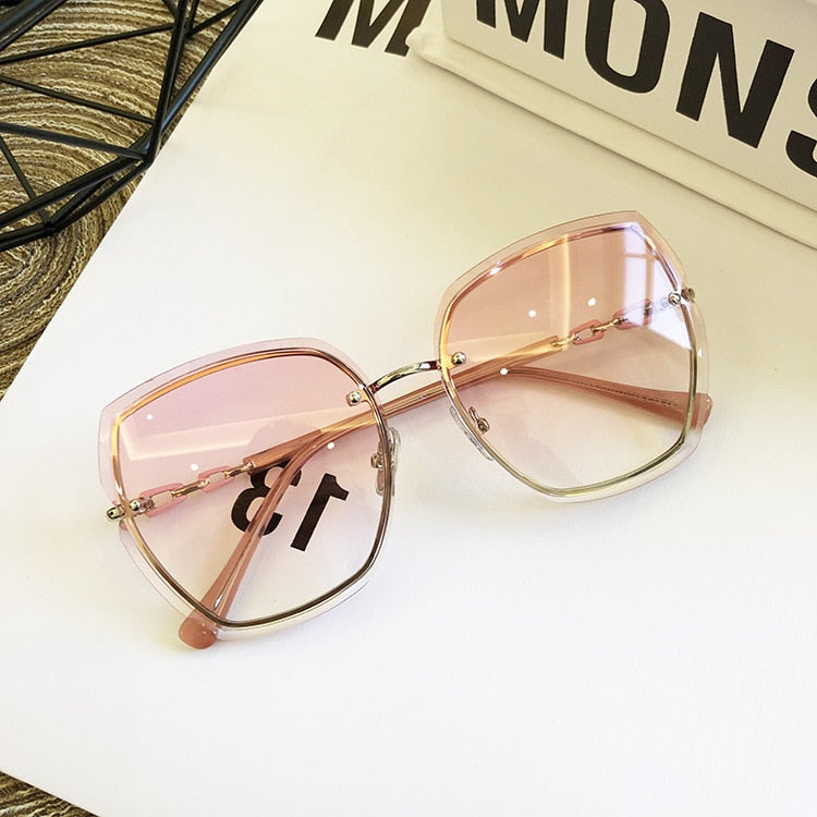 Famous Brand Design Rimless Women Sunglasses