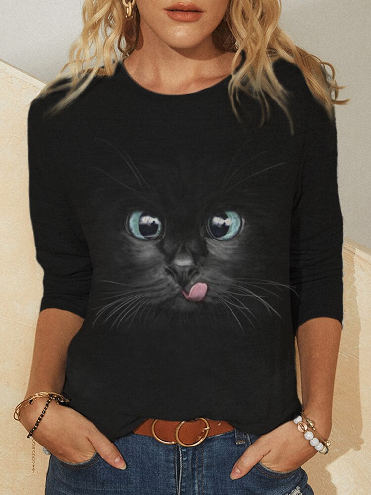 Explosive Cute Cat 3D Printing Casual Loose Women T Shirt