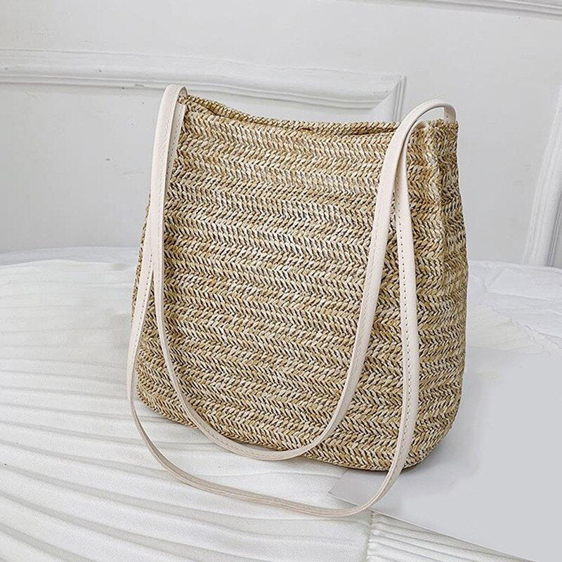 Women Crossbody Shoulder Bag Knitted Straw