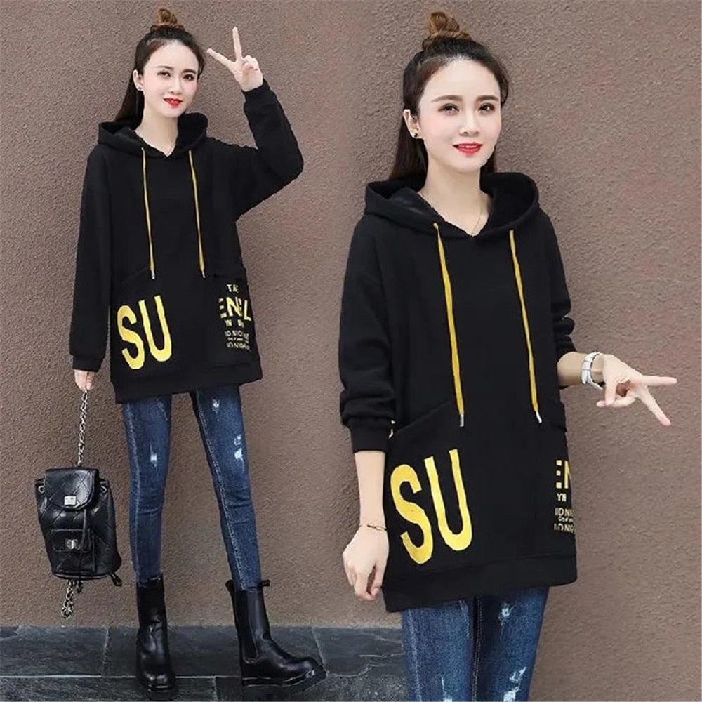 Harajuku Korean Loose Tops Female Casual Hoodie