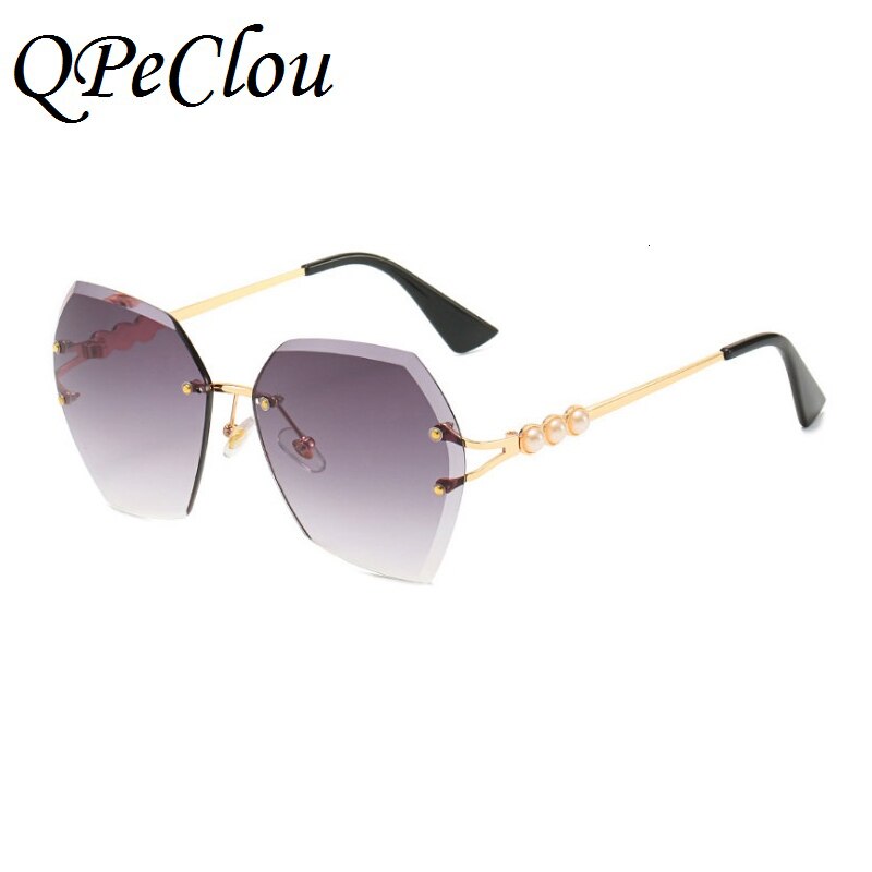 Rimless Polygon Sunglasses Women Retro Luxury