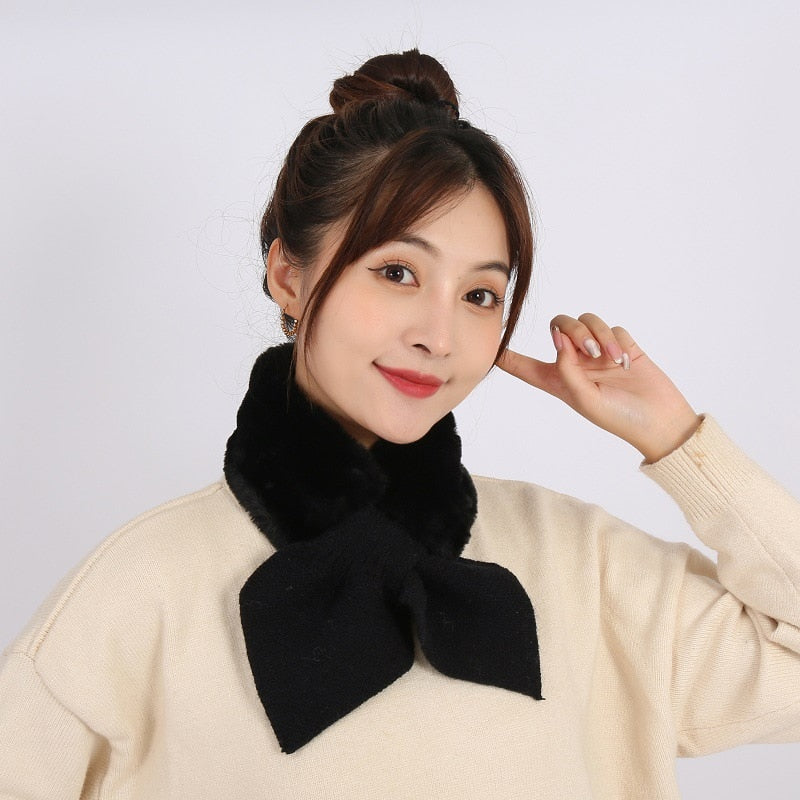 Faux Fur Scarf Women Scarves Wool Stitching Plush Collar