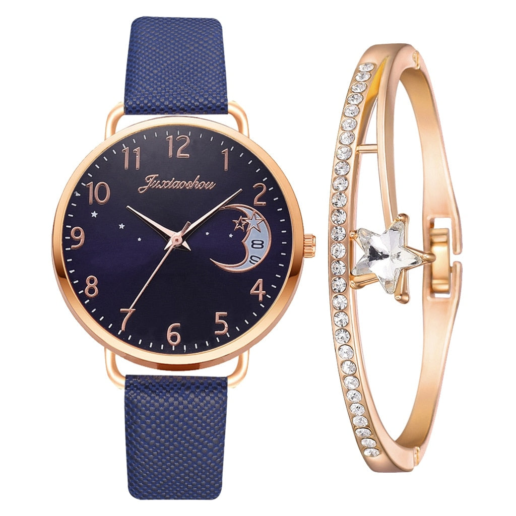 Women Watch Moon Numbers Dial Bracelet