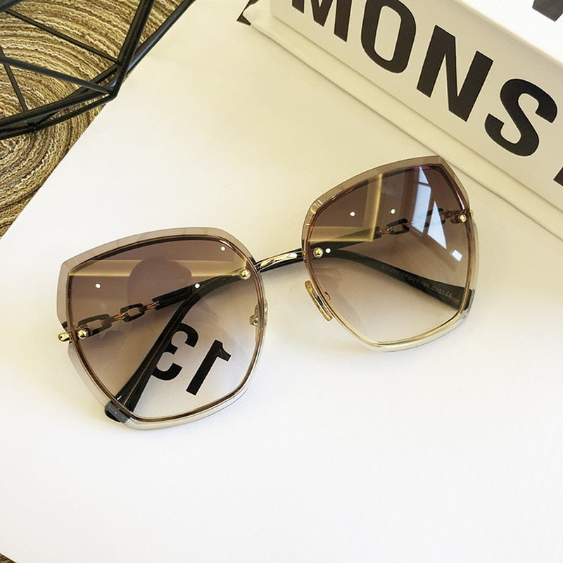 Famous Brand Design Rimless Women Sunglasses