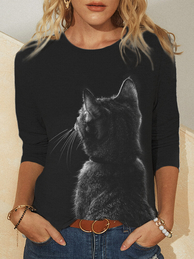 Explosive Cute Cat 3D Printing Casual Loose Women T Shirt